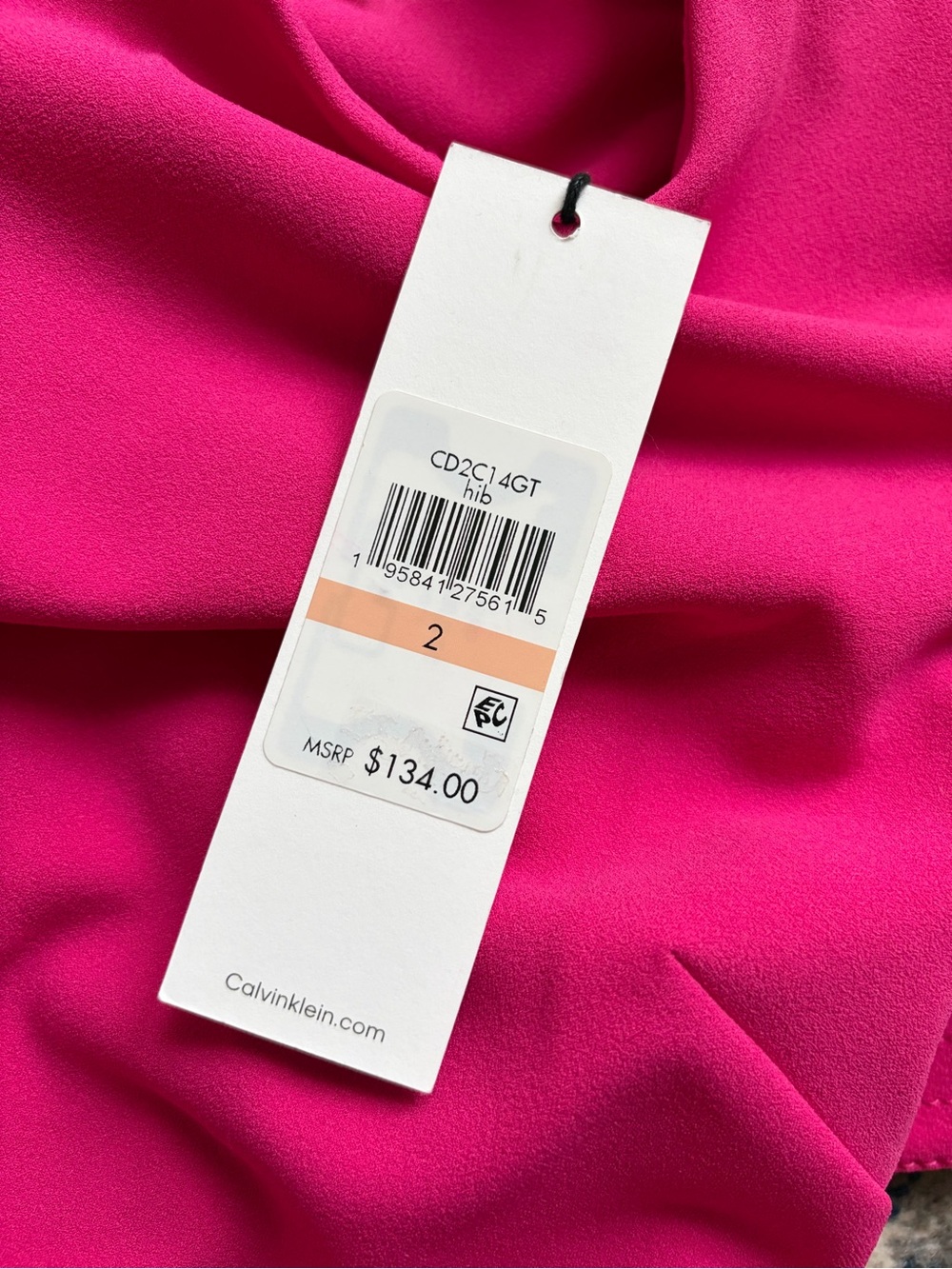 Calvin Klein Hot Pink Ruffle-Sleeve Sheath Midi Dress - Picture 5 of 5